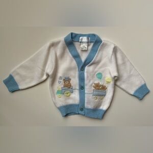 Vintage 90s Eaton’s White and Blue Baby Cardigan